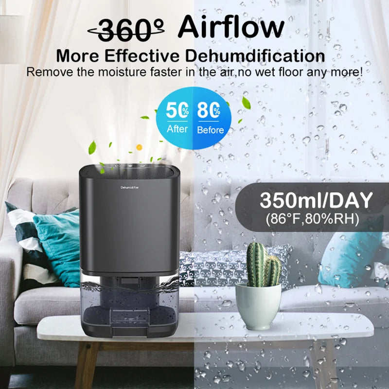Mini portable electric dehumidifier by Showlu Smart General, compact device with vents and control panel for moisture removal.