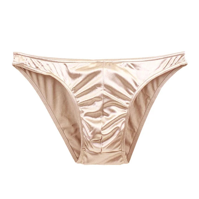 Men's satin silky briefs by Showlu Fashion Store, large size, comfortable sexy underwear with smooth, shiny satin fabric.