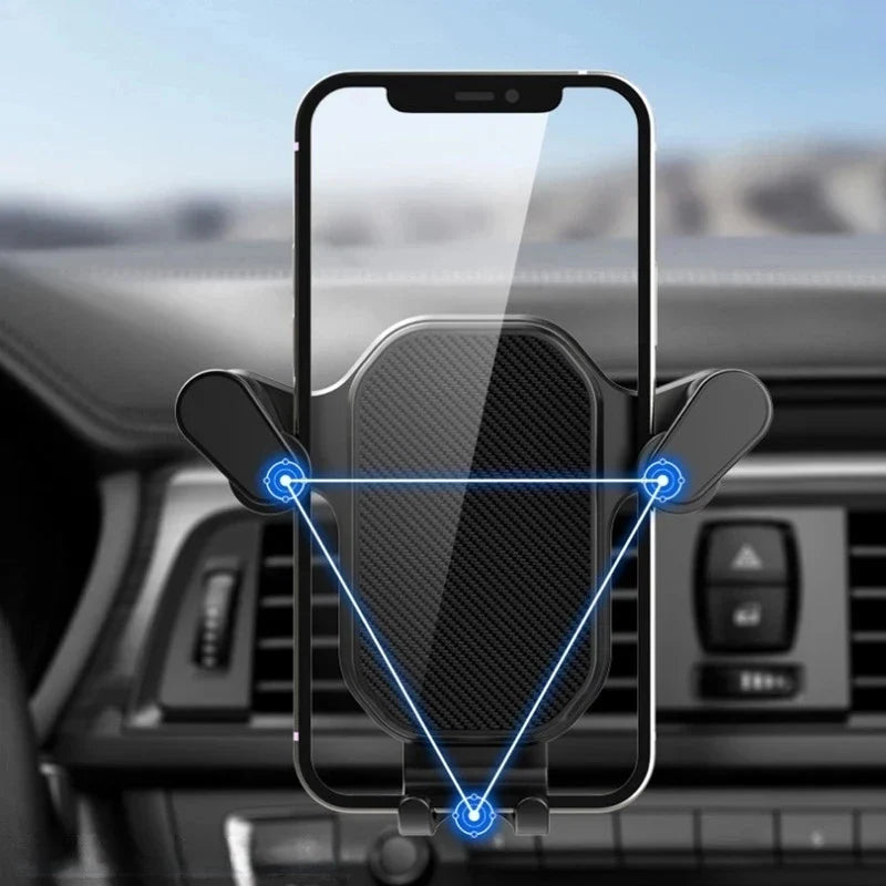 SHOWLU FASHION STORE gravity car phone holder with 360° air vent hook mount, securely holds smartphones in vehicles.