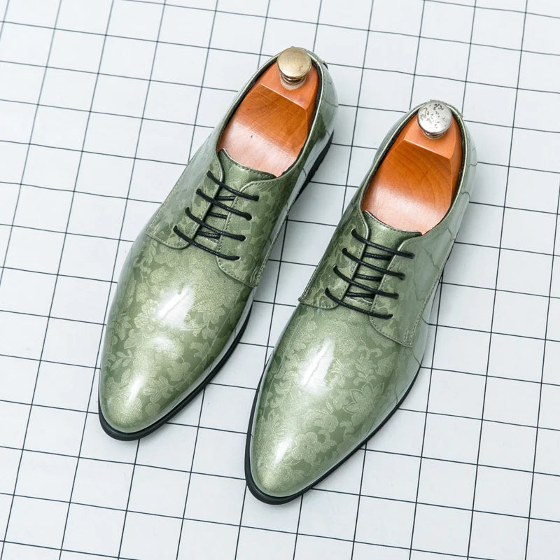 Men's genuine split leather Oxford shoes by Showlu Fashion Store, formal business casual footwear with classic design.