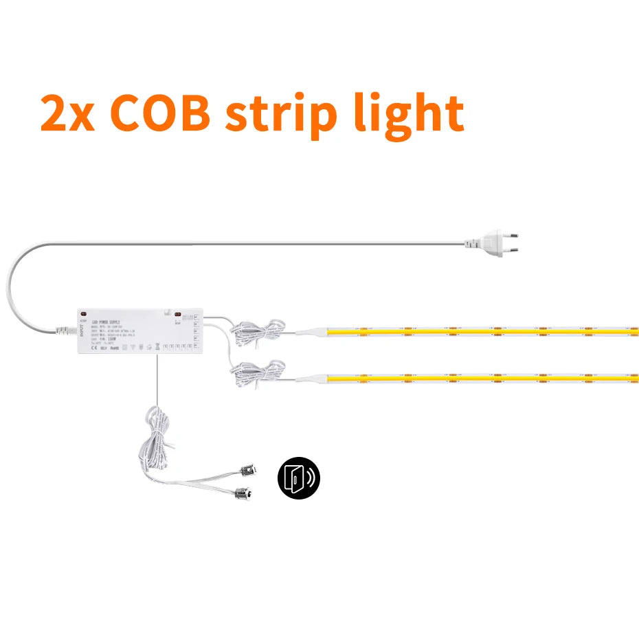 Showlu Smart General YEMEKE 12V COB LED strip with door sensor, featuring bright lighting and sensor for automatic activation.