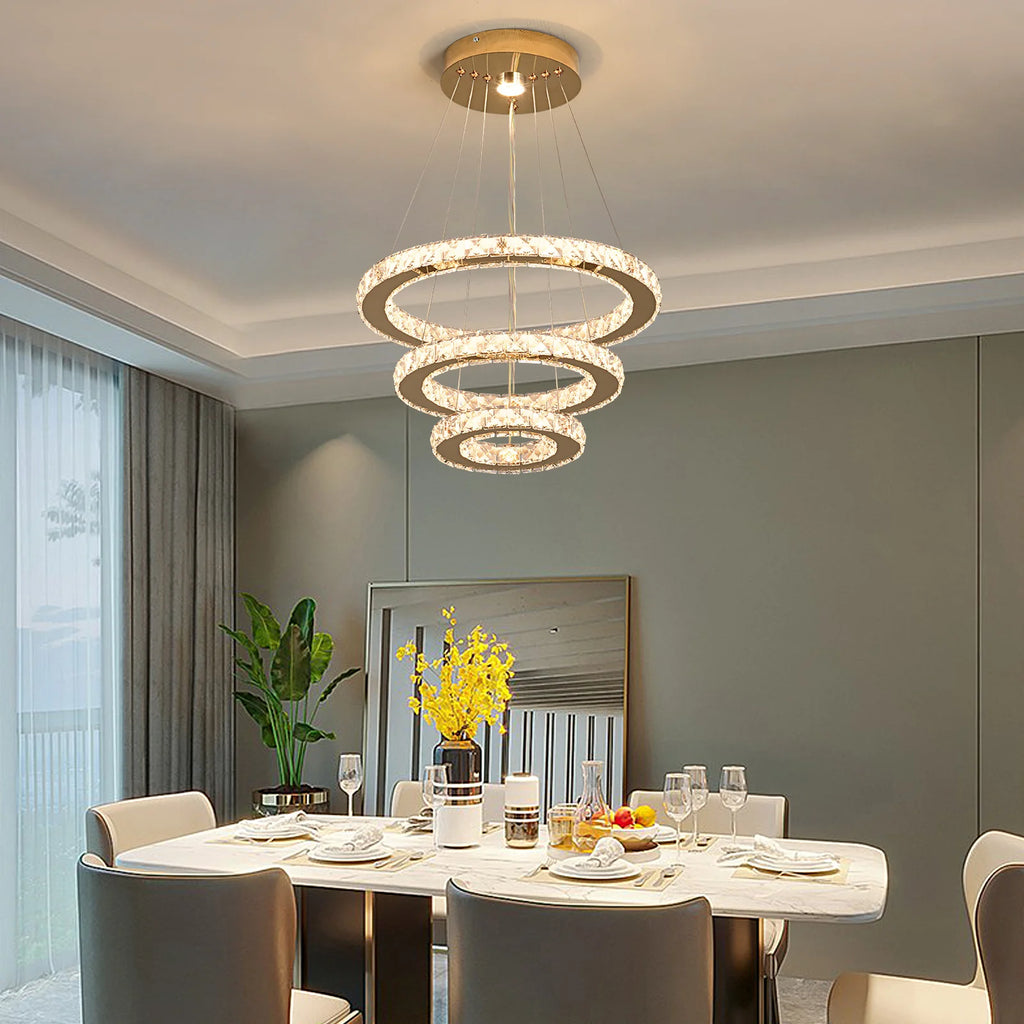 Modern LED flush mount light by Showlu Fashion Store featuring a luxurious French crystal chandelier with elegant design.