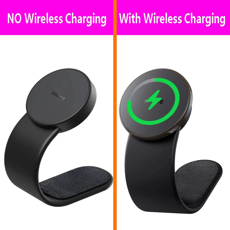 Showlu Smart General magnetic foldable car phone holder attached to dashboard, with phone securely held for driving convenience