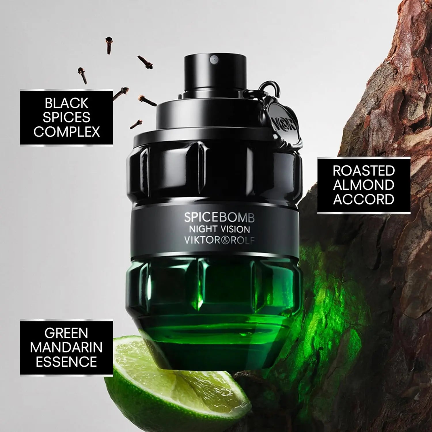 Viktor&Rolf Spicebomb Nightvision men's 100ml Eau De Toilette bottle with dark packaging and sleek design.