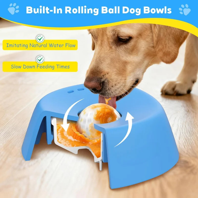 Showlu Fashion Store anti-choking slow feeder dog bowl with non-slip base, designed for liquid treats, bone broth, and yogurt.
