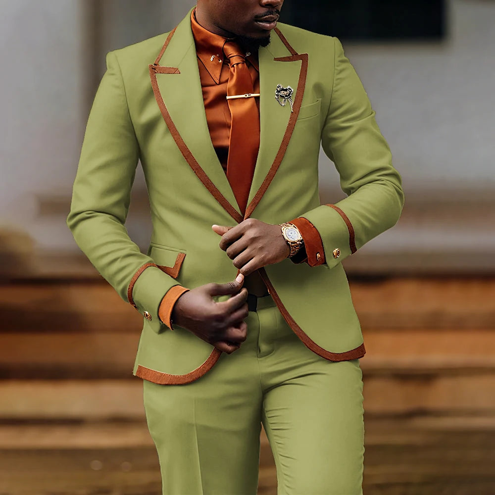 Men's slim fit formal suit by Showlu Fashion Store, featuring a tailored jacket and pants for evening, business, or casual events.