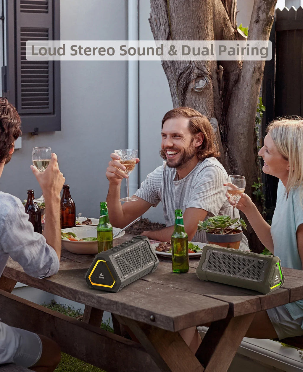 SHOWLU FASHION STORE MLOVE P3 outdoor Bluetooth speaker with 40W stereo sound and IPX7 waterproof design, shown in the image.