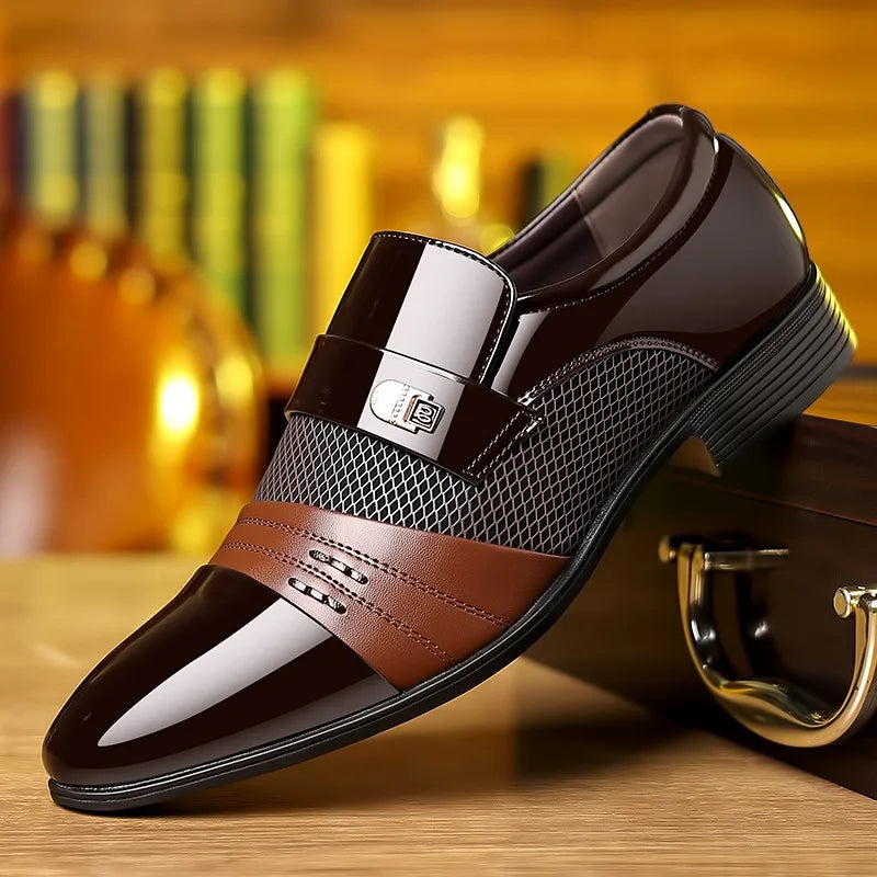 Men's UXST Oxford shoes with pointed toe, lacquer leather dress shoes, stylish men's footwear by Showlu Fashion Store