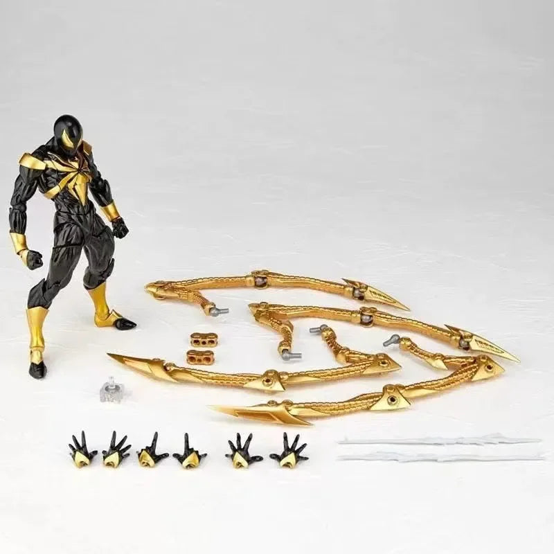 22cm Bandai Iron Spider-Man action figure in Yamaguchi-style PVC model, featuring detailed Spider-Man costume and poseable limbs.