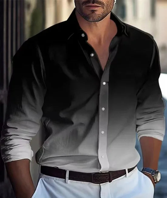 Men's casual shirt in red, white, and black from Showlu Fashion, soft and comfortable for autumn and winter wear.