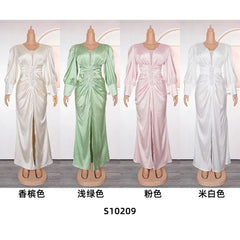African Party Dresses for Women 2024 Plus Size Fashion Dashiki Ankara Wedding Gowns Elegant Turkey Muslim Satin Maxi Dress