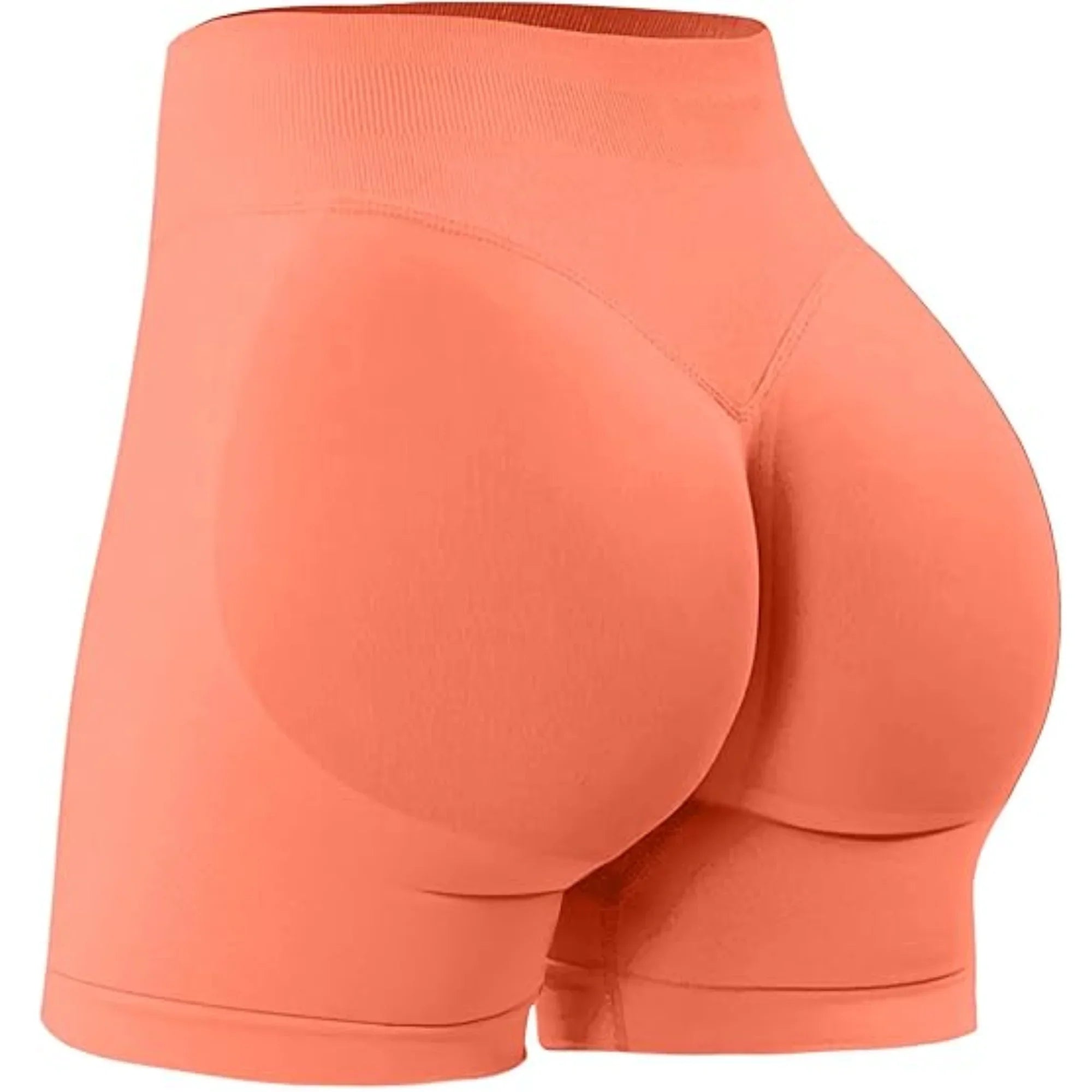 High-waisted women's yoga shorts in nylon spandex, shown in black, designed for comfortable running and active wear.