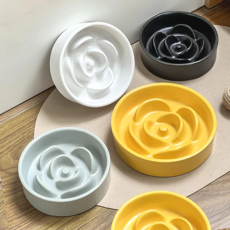 Ceramic pet slow food bowl for dogs and cats, easy to clean, anti-suffocation, anti-overturning feeding dish from Showlu Fashion Store