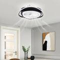 Showlu 20-inch low profile ceiling fan with dimmable LED light and remote control, mounted on a ceiling in a modern room setting.