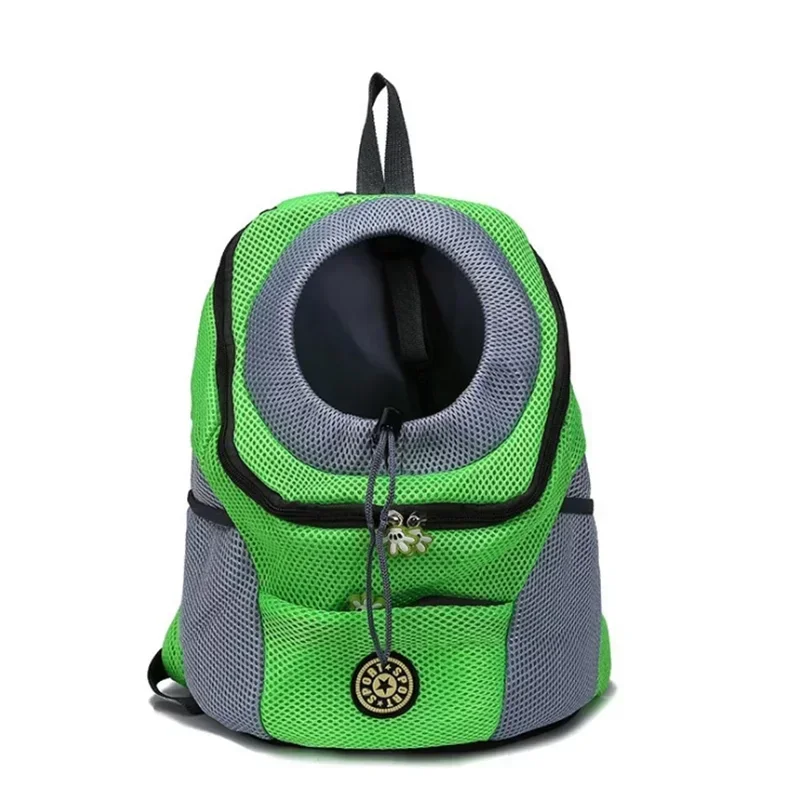 Showlu breathable nylon dog backpack carrier with reflective strips, designed for comfortable pet travel and visibility.