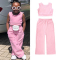 Kids Tales girls' 2-piece cotton T-shirt and pants set for ages 1-6, featuring colorful playful designs and comfortable fabric.