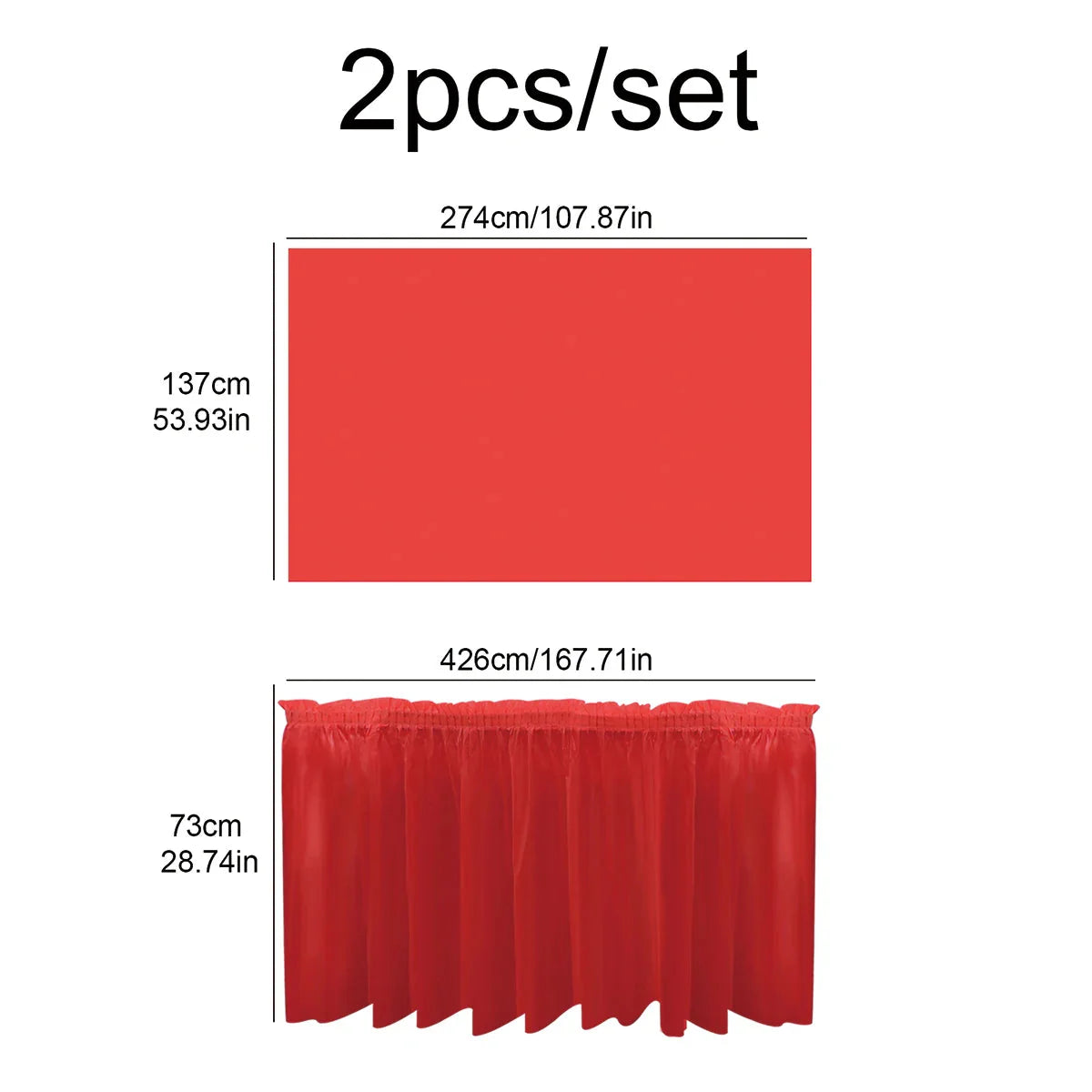 SHOWLU FASHION 2-piece disposable tablecloth and table skirt set, white fabric with elegant draping for event decor.