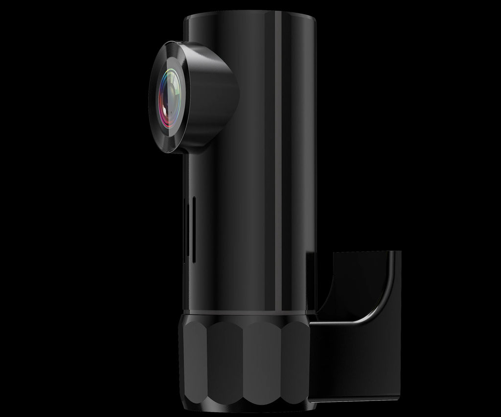 360° rotating dash cam from Showlu Fashion Store with wide-angle lens and sleek black design, mounted inside a vehicle.