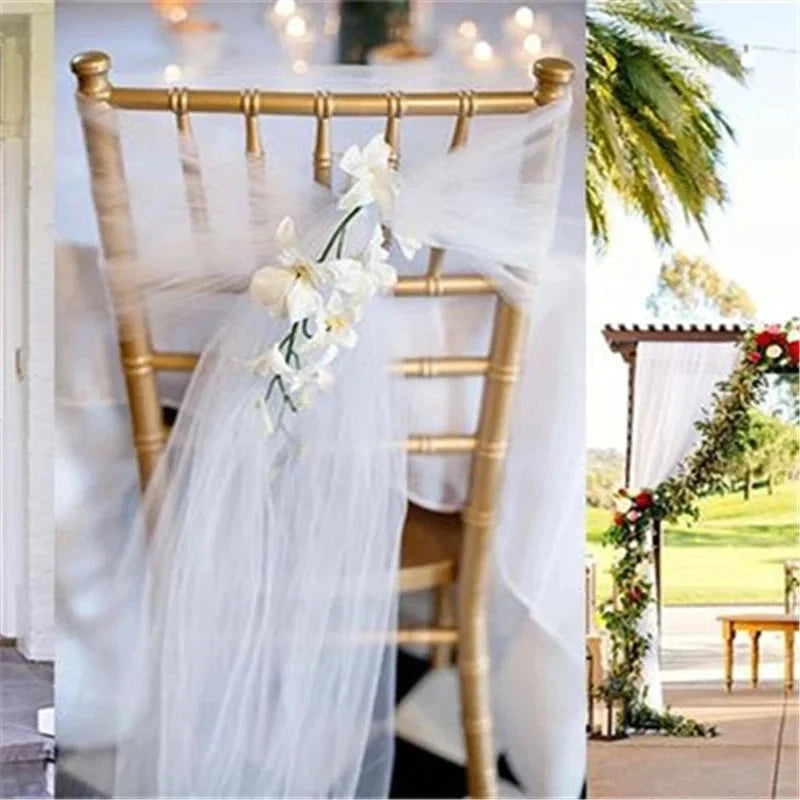 Wedding organza roll by Showlu Fashion Store, sheer crystal tulle fabric for wedding arches, backdrops, and party decorations.