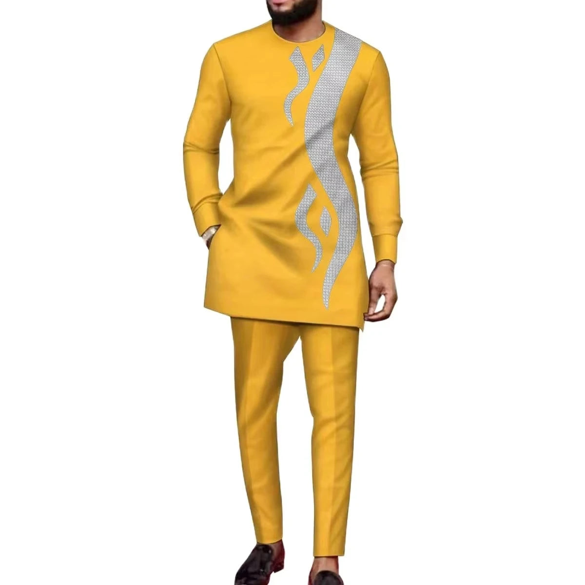 New In African Summer Business Men's Short Sleeve Suit Embroidery Dashiki Shirt Pants Sets 2 Pieces Outfits Wedding Party 2025