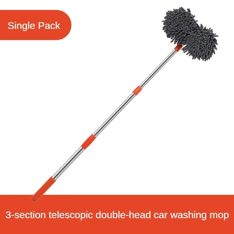HELLOLEIBOO Double Head Car Wash Mop by SHOWLU FASHION STORE with telescopic handle and chenille cleaning brush for car detailing