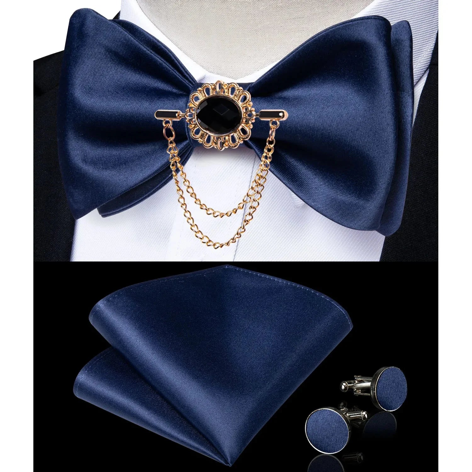 Pink plaid silk self-tie bow tie set with matching hanky and decorative brooch, stylish accessory by SHOWLU FASHION STORE.