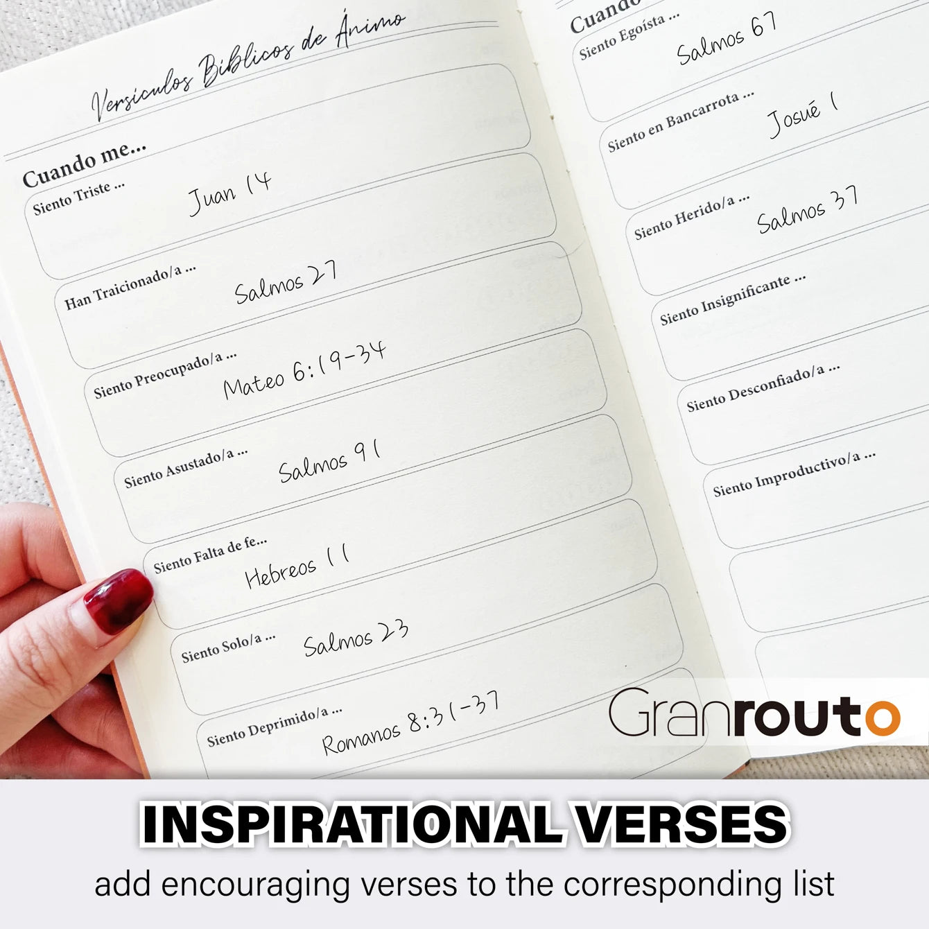 Spanish S.O.A.P. Method Bible Study Journal and Prayer Notebook by Granrouto, featuring religious journaling and prayer prompts.