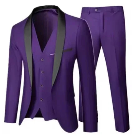 Elegant white three-piece tuxedo for men, featuring retro slim fit design, ideal for weddings and formal parties.