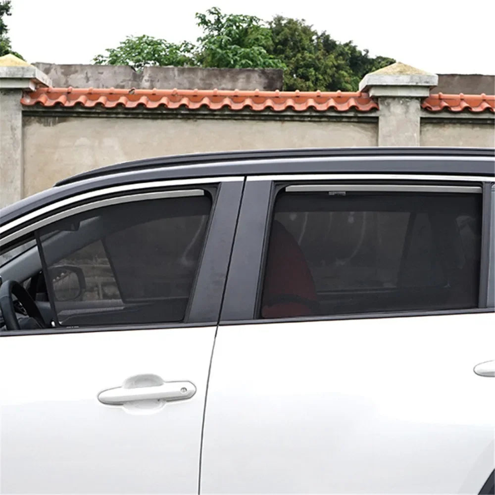 Magnetic car sunshade from Showlu Fashion Store, metal frame with reflective fabric to block sunlight and reduce interior heat.