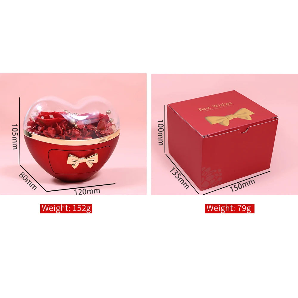 Heart-shaped Showlu Fashion jewelry box with a stylish necklace gift set, featuring elegant storage and jewelry display.