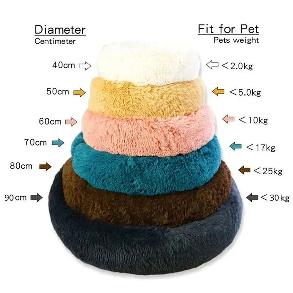 Showlu round plush pet bed for large dogs, soft and warm dog house with cushioned interior for comfort and cozy sleeping.