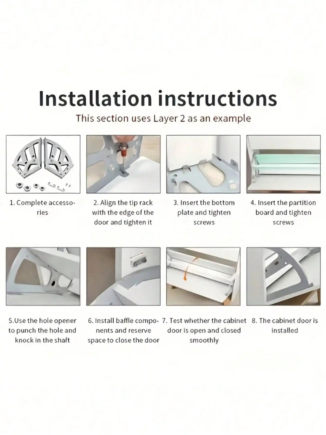 Stainless steel double-layer rotating shoe cabinet hinges, durable and sleek hardware for shoe storage furniture.