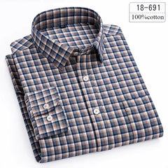 Luxury High-Quality 100% Cotton Houndstooth Full Shirts for Men Slim Fit Casual Shirt Long-Sleeve Plaid Soft Designer Clothes Ro