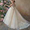 Elegant MisShow Flower Girl Dress by Showlu Fashion, lace and tulle princess ball gown for weddings and special occasions.