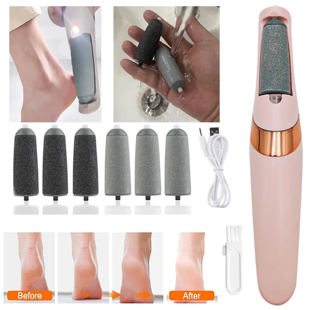 Showlu Smart General rechargeable electric foot callus remover tool with rotating abrasive head for smooth feet.