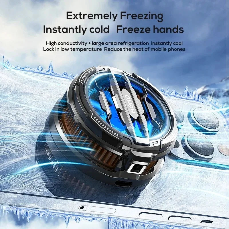 Showlu Smart General phone cooling fan attached to a smartphone, designed to improve cooling and airflow during use.