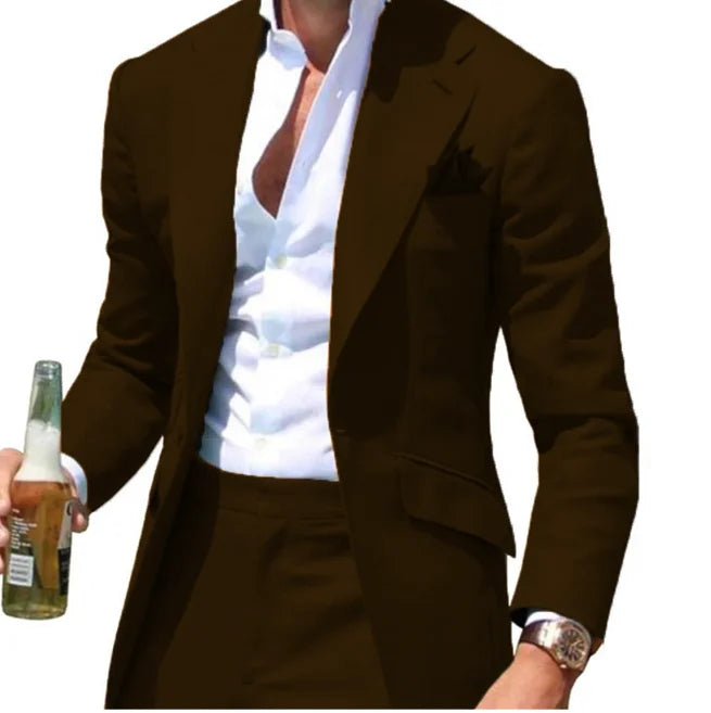 Costumes Pour Hommes Peak Collar Men Suits Notched Green Slim Fit Blazers Jackets Pants 2PCS Causal Business Wedding Groom Wear