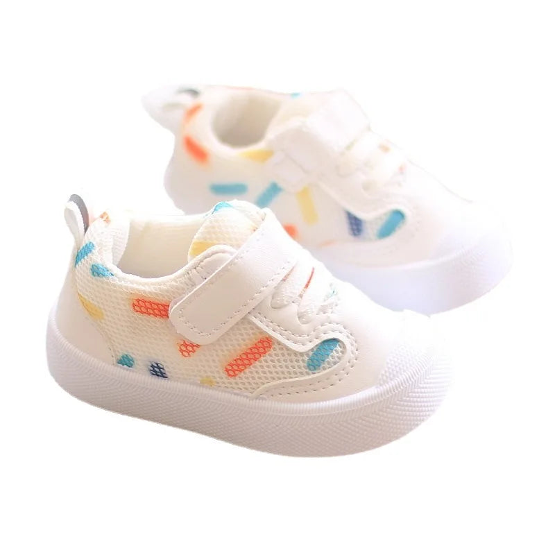 Baby unisex sneakers from SHOWLU FASHION STORE with breathable mesh upper and soft rubber sole, ideal for little feet.