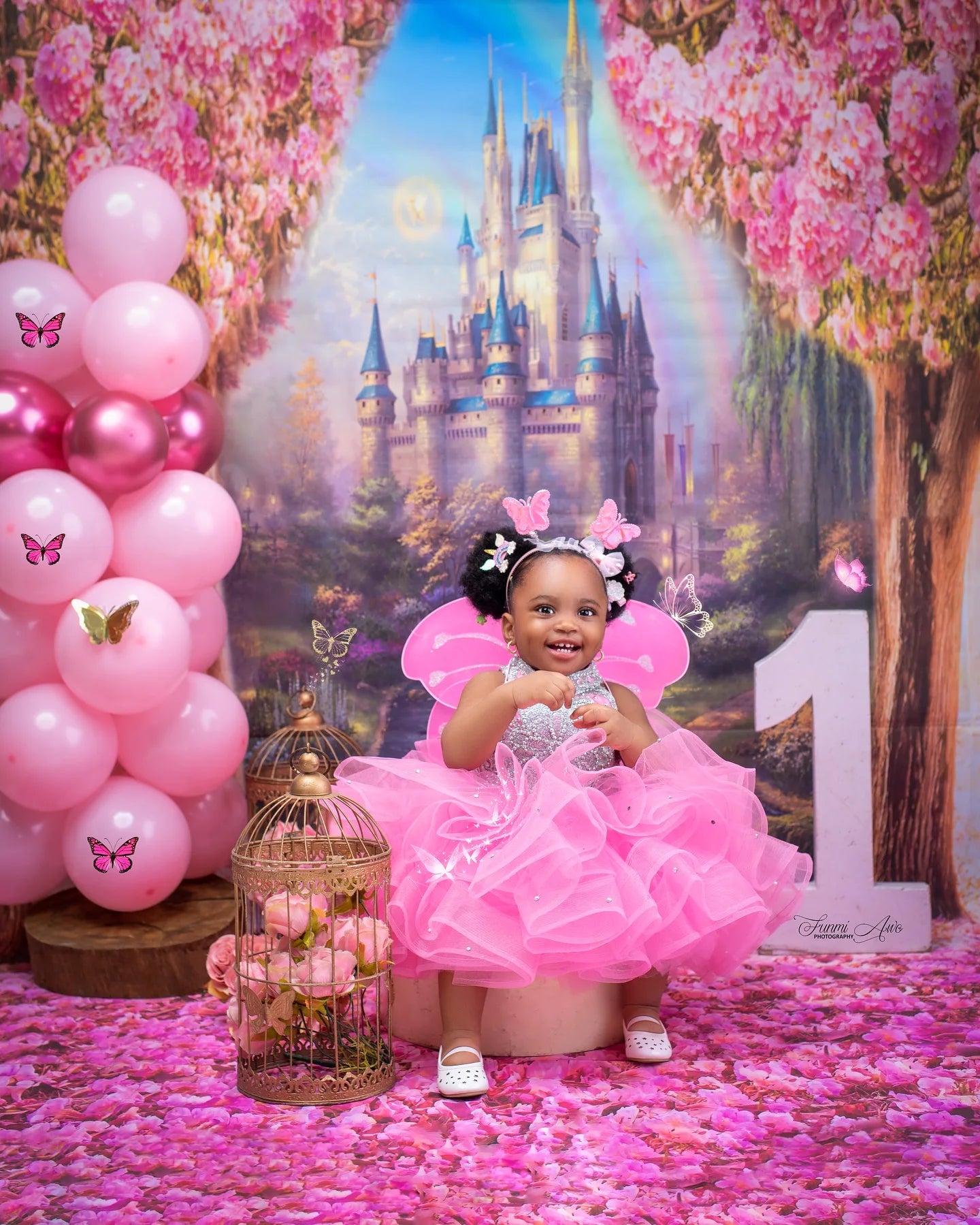 Pink Girls Birthday Party Dresses Customized High Neck Beading Flower Girl Dresses Baby Kids Gowns for Photo Shoot