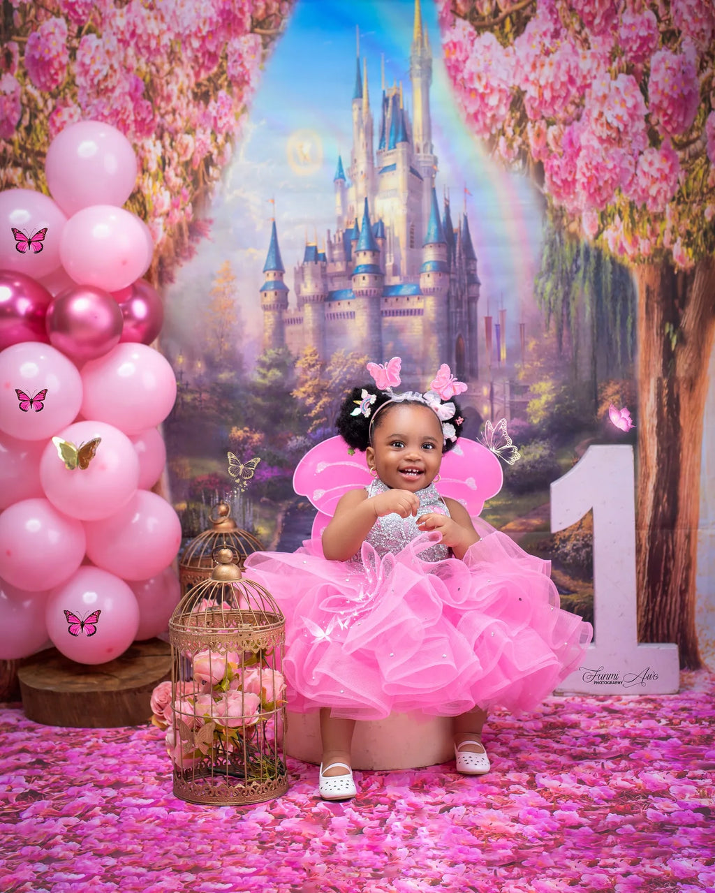 Pink Girls Birthday Party Dresses Customized High Neck Beading Flower Girl Dresses Baby Kids Gowns for Photo Shoot