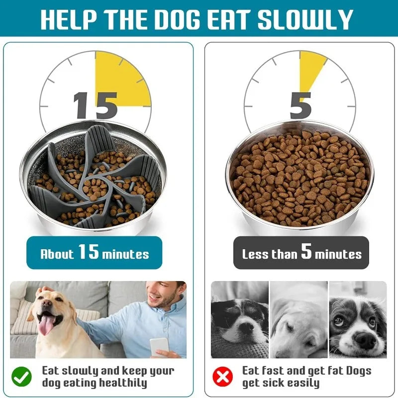 Showlu Fashion Store pet feeder with powerful suction cup, slow food bowl for dogs, easy to clean, anti-choking design.