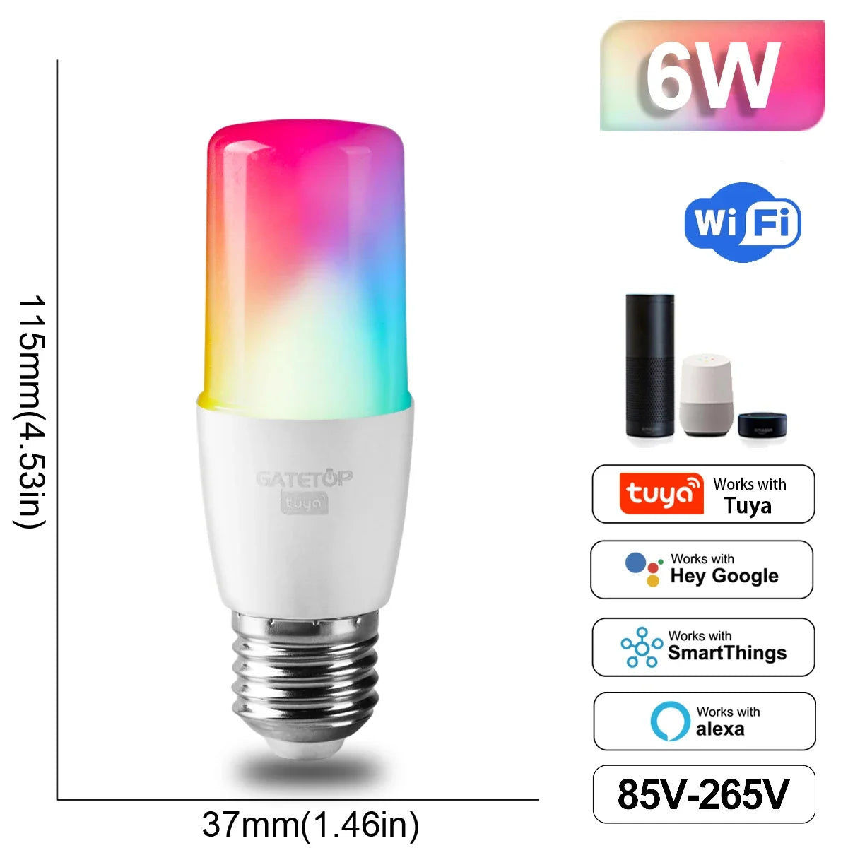 Showlu Smart WiFi adjustable color LED spotlight bulb emitting vibrant multicolor light for versatile home lighting.