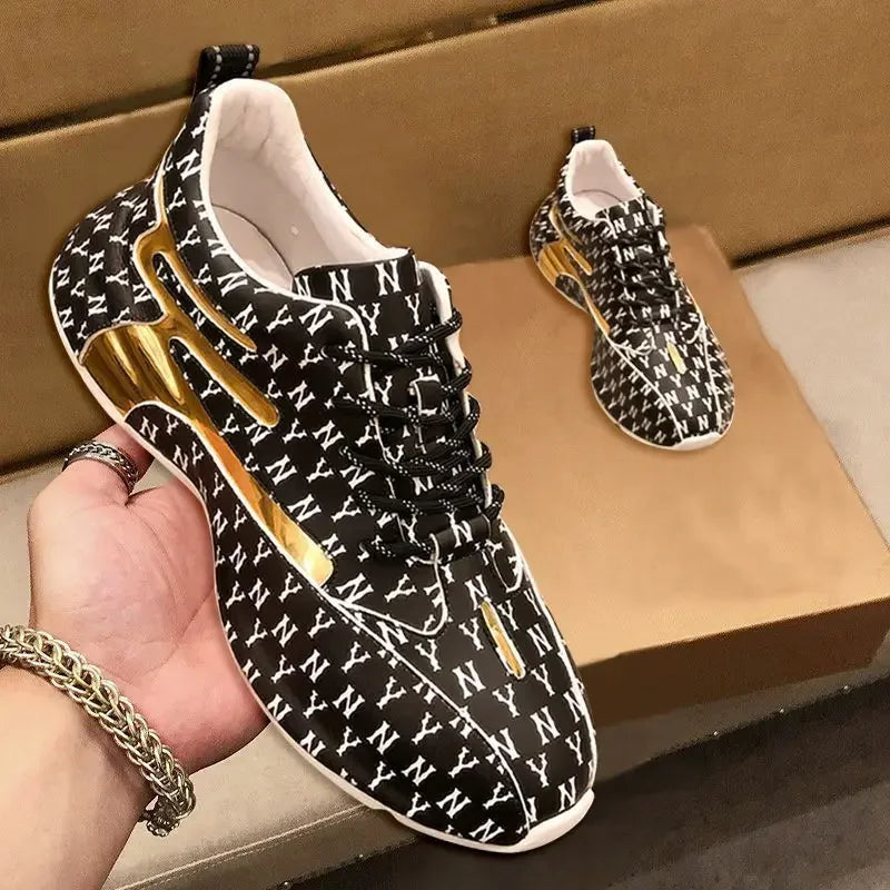 Luxury men's breathable sports shoes with thick soles, low cut design, and casual style, ideal for outdoor running and active wear.