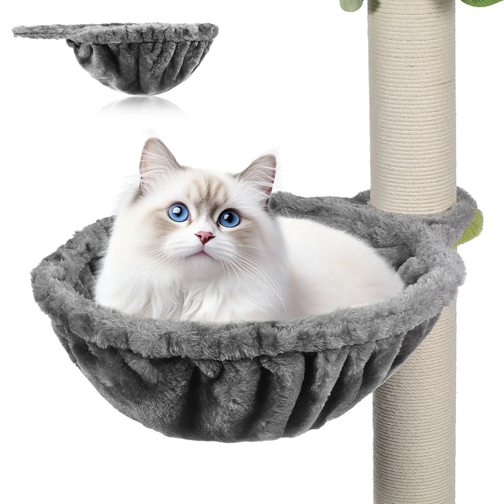 Dark grey Showlu Fashion hanging cat hammock attached inside a cage, cozy and comfortable for cats to rest and relax.