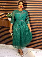 Elegant White Turkey African Party Long Dresses for Women 2025 New Spring Fashion Lace Wedding Gowns Dashiki Ankara Outfits Robe