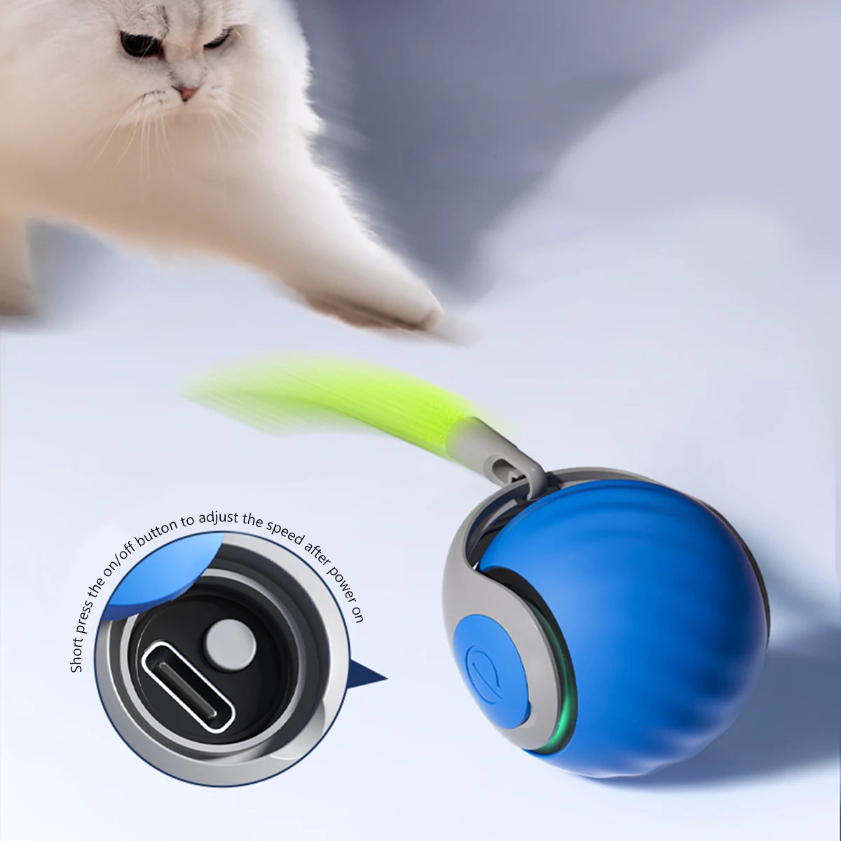 Smart Interactive Pet Ball by Showlu Smart General, colorful LED-lit toy designed to entertain and engage pets during playtime.