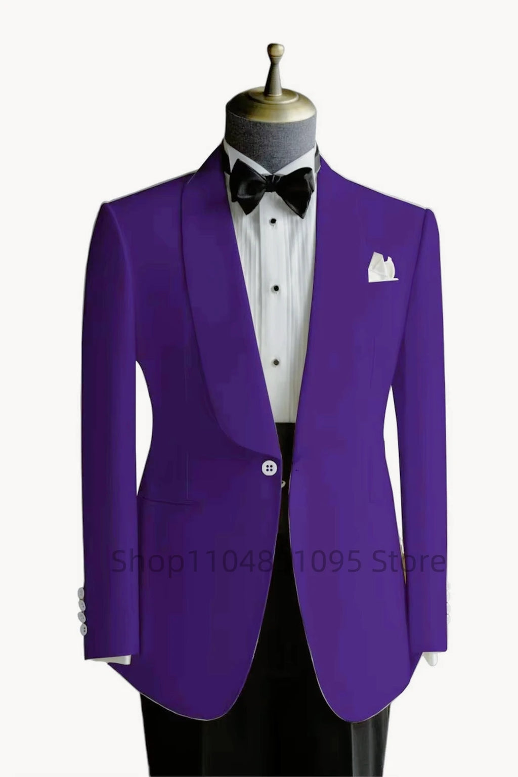 Showlu men's slim fit wool blend suit blazer with shawl lapel, ideal for wedding or formal occasions.