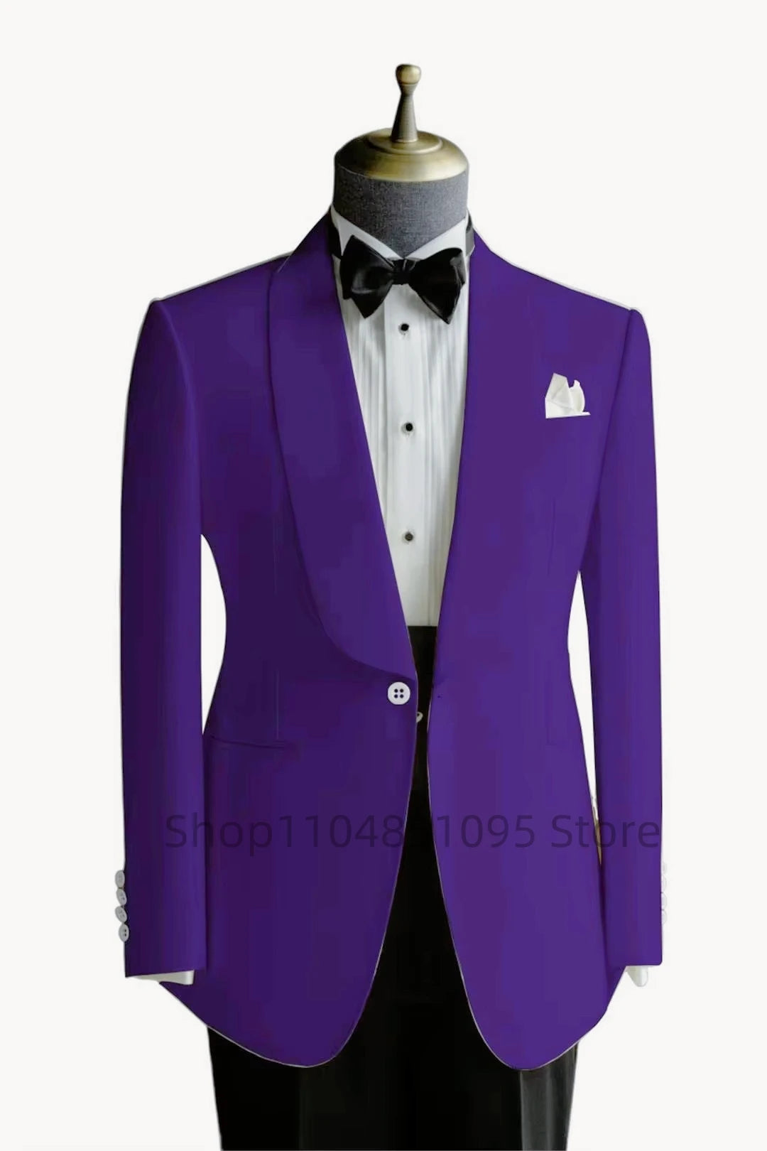Showlu men's slim fit wool blend suit blazer with shawl lapel, ideal for wedding or formal occasions.