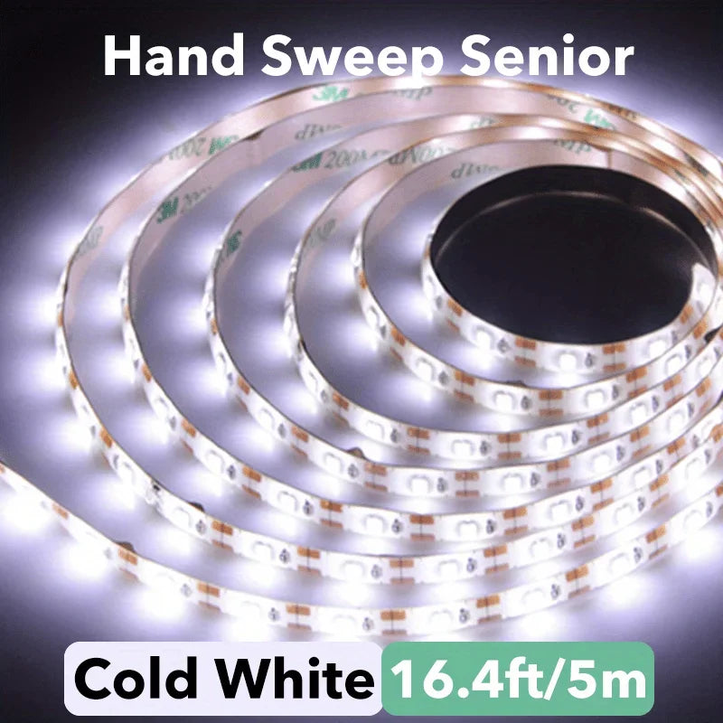 Flexible USB LED strip light in warm white from Showlu Smart General, showing the tape illuminated with a soft glow.