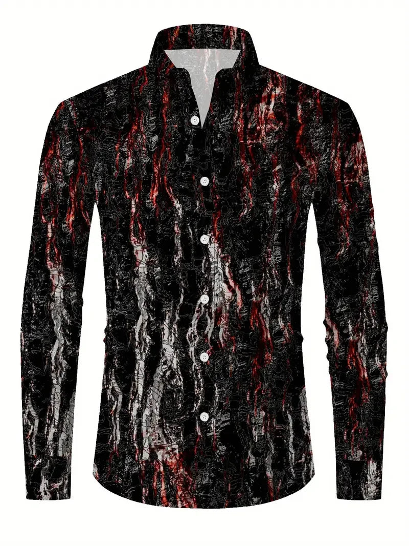 Sea blue men's casual shirt with 3D boat anchor print, short sleeve, long sleeve options, from Showlu Fashion Store.